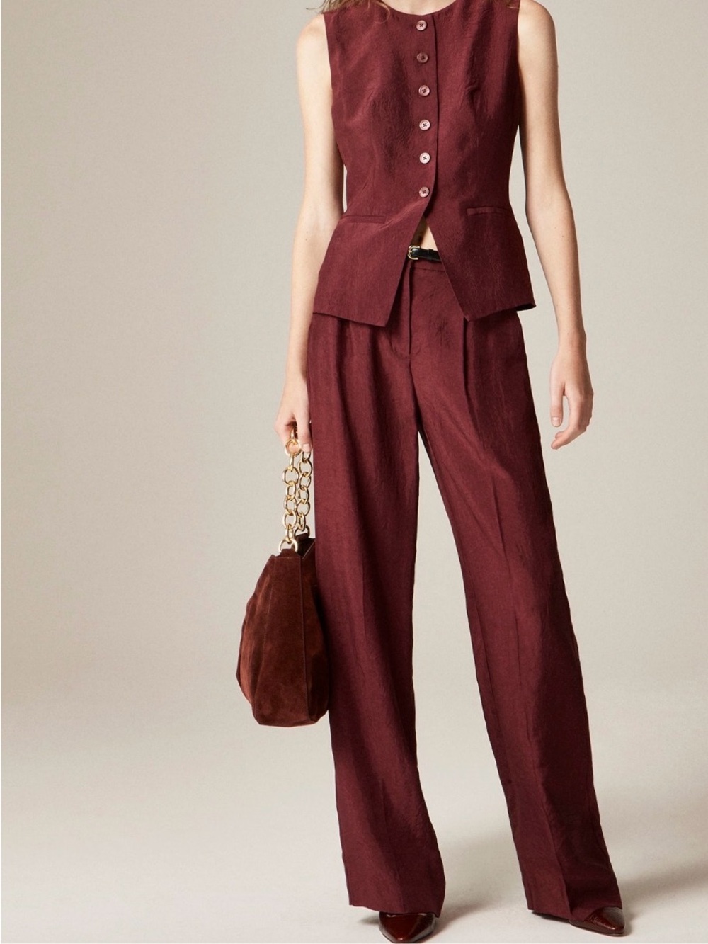 J.Crew Essential Wide Leg Pants — Burgundy. NWOT. 8